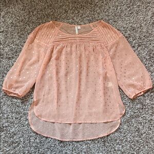Pink Sheer 3/4 Sleeve Blouse
